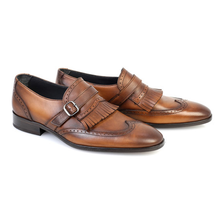 Leather Wingtip Tassel Strap Loafer // Tobacco (Euro: 39)