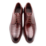 Croc Embossed Leather Lace-Up Derby // Brown (Euro: 42)