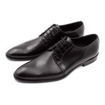 Croc Embossed Leather Plain Toe Derby // Black (Euro: 39)