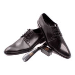 Croc Embossed Leather Plain Toe Derby // Black (Euro: 39)