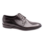 Croc Embossed Leather Plain Toe Derby // Black (Euro: 39)