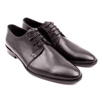 Croc Embossed Leather Plain Toe Derby // Black (Euro: 39)