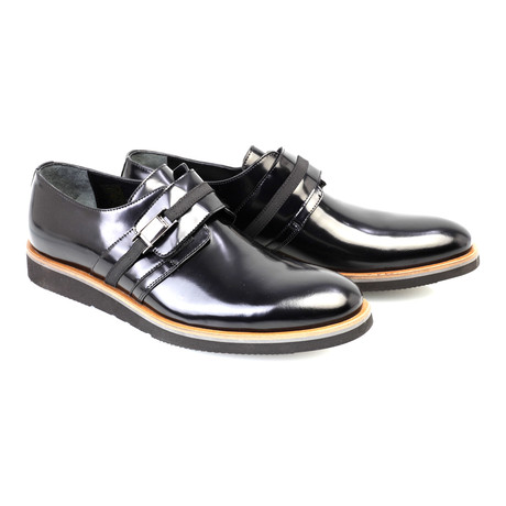 Patent Leather Contrast Sole Strap Loafer // Black (Euro: 39)