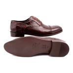 Croc Embossed Leather Perforated Captoe Oxford // Brown (Euro: 44)