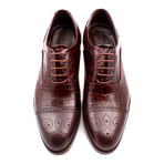 Croc Embossed Leather Perforated Captoe Oxford // Brown (Euro: 44)