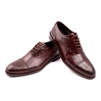 Croc Embossed Leather Perforated Captoe Oxford // Brown (Euro: 44)