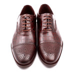 Croc Embossed Leather Perforated Captoe Oxford // Brown (Euro: 44)