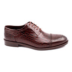 Croc Embossed Leather Perforated Captoe Oxford // Brown (Euro: 44)