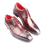 Croc Embossed Leather Captoe Piped Derby // Claret Red (Euro: 42)