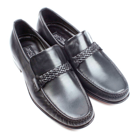 Braided Band Leather Loafer // Black (Euro: 39)