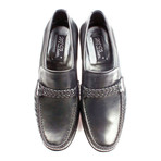 Braided Band Leather Loafer // Black (Euro: 39)