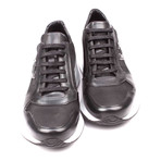 Leather + Mesh Thick Sole Lace-Up Sneaker // Black (Euro: 44)