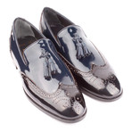 Patent Leather Perforated Wingtip Tassel Loafer // Black (Euro: 39)