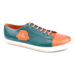 Leather Colorblocked Lace-Up Sneaker // Green + Orange (Euro: 41)