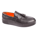 Snake Embossed Leather Tassel Loafer Sneaker // Black (Euro: 41)