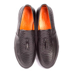 Snake Embossed Leather Tassel Loafer Sneaker // Black (Euro: 41)