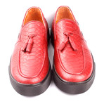 Snake Embossed Leather Tassel Loafer Sneaker // Claret Red (Euro: 40)