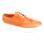 Leather Perforated Wingtip Lace-Up Sneaker // Orange (Euro: 44)