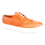 Leather Perforated Wingtip Lace-Up Sneaker // Orange (Euro: 44)