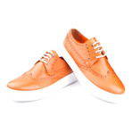 Leather Perforated Wingtip Lace-Up Sneaker // Orange (Euro: 44)