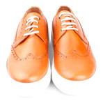 Leather Perforated Wingtip Lace-Up Sneaker // Orange (Euro: 44)