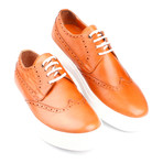 Leather Perforated Wingtip Lace-Up Sneaker // Orange (Euro: 44)