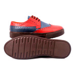 Leather Perforated Wingtip Lace-Up Sneaker // Claret Red + Blue + Brown (Euro: 39)