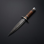 Damascus Stacked Leather Micarta Fighting Dagger