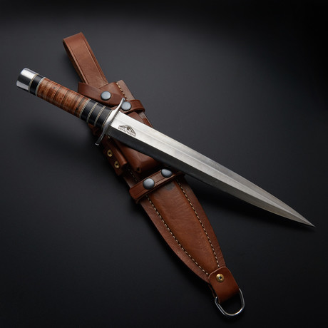 D2 Stacked Leather Micarta Tactical Dagger