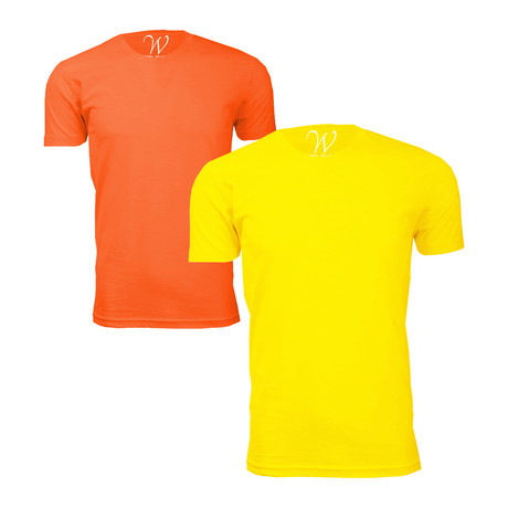 Tri-Blend Dyed Crewneck T-Shirt // Orange + Yellow // Pack of 2 (S)