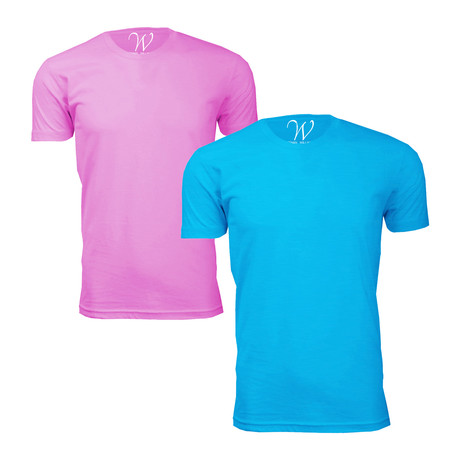 Tri-Blend Dyed Crewneck T-Shirt // Sky Blue + Pink // Pack of 2 (S)