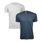 Tri-Blend Crewneck T-Shirt // Heather Navy + Heather White // Pack of 2 (S)