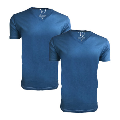 Tri-Blend Dyed V-Neck T-Shirt // Teal + White // Pack of 2 (S)