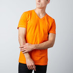 Ultra Soft Sueded V-Neck T-Shirt // Orange (L)