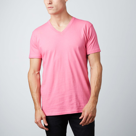 Ultra Soft Sueded V-Neck T-Shirt // Pink (S)