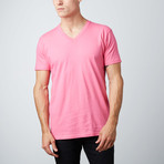 Ultra Soft Sueded V-Neck T-Shirt // Pink (2XL)