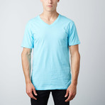 Ultra Soft Sueded V-Neck T-Shirt // Sky Blue (L)