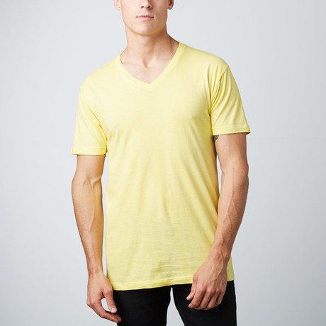 Ultra Soft Sueded V-Neck T-Shirt // Yellow (S)