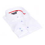 Contrast Buttons Button-Up Shirt // White (3XL)
