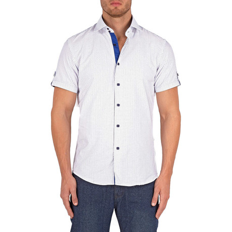 Microsquare Short-Sleeve Button-Up Shirt // White (XS)