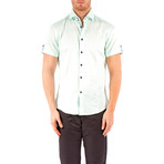 Windowpane Short-Sleeve Button-Up Shirt // Mint (2XL)