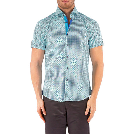 Mosaic Short-Sleeve Button-Up Shirt // Green (3XL)