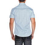 Semicircles Short-Sleeve Button-Up Shirt // Turquoise (XS)