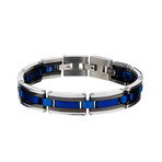 Stainless Steel Linear Link Bracelet // Blue + Black