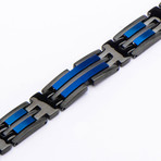 Matte Stainless Steel Link Bracelet // Blue + Black