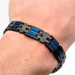 Matte Stainless Steel Link Bracelet // Blue + Black