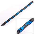Stainless Steel Alternate Groove Line Bracelet // Blue + Black