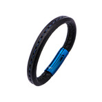 Stitched Leather Bracelet // Blue + Black
