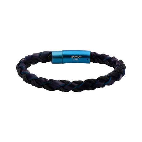 Braided Leather + Rope Bracelet // Blue + Black
