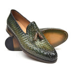 Woven Leather Tassel Loafers // Green (Euro: 42)
